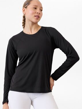 Athleta Grid Knit Top size L black